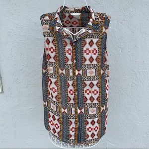H&M Tribal Design Sleeveless Button Shirt